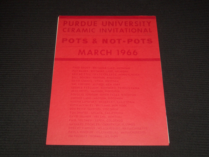 1966 PURDUE UNIVERSITY CERAMIC INVITATIONAL POTS & NOT-POTS CATALOG - J 7472