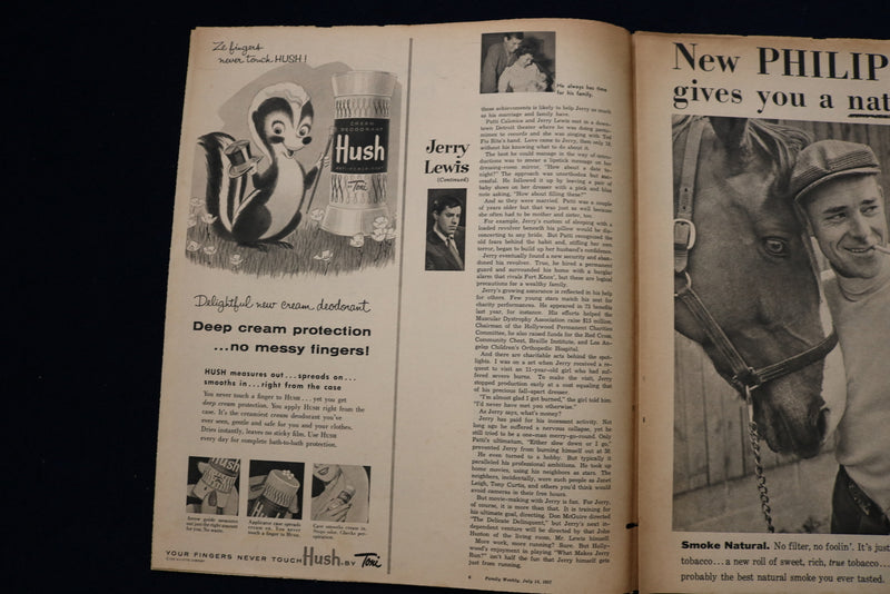 1957 JULY 14 FAMILY WEEKLY MAGAZINE - JERRY LEWIS COVER - E 23287