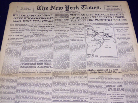1944 FEBRUARY 1 NEW YORK TIMES - WILLKIE ENDS CANDIDACY - NT 3351