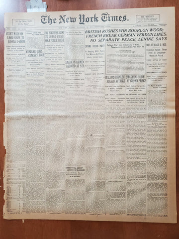 1917 NOVEMBER 26 NEW YORK TIMES - NO SEPARATE PEACE, LENINE SAYS - NT 8076