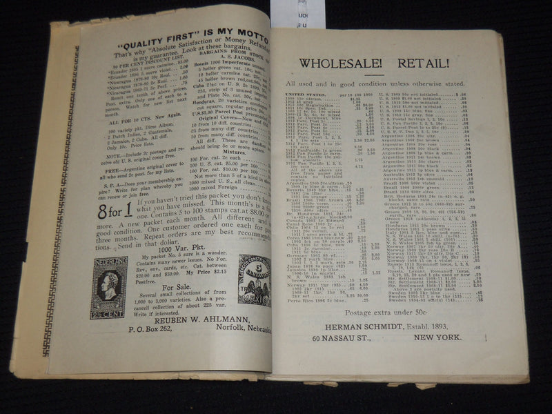 1914 JANUARY PHILATELIC WEST & COLLECTORS WORLD MAGAZINE - W. S. LINCOLN- J 9891