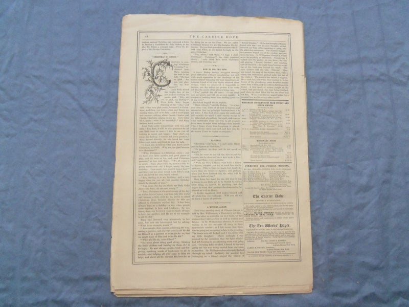 1873-1877 CARRIER DOVE NEWSPAPER -PROTESTAND EPISCOPAL CHURCH-LOT OF 60- NP 8413