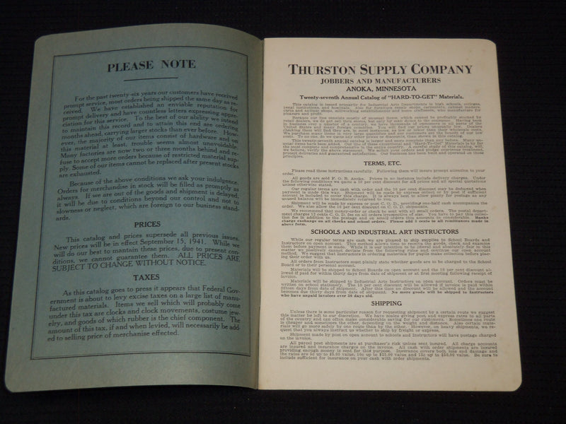 1942 THURSTON SUPPLY COMPANY CATALOG - ANOKA, MINNESOTA- J 7560