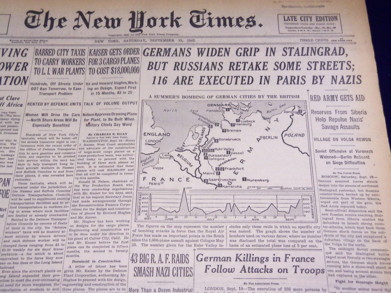 1942 SEPTEMBER 19 NEW YORK TIMES - 116 ARE EXECUTED IN PARIS BY NAZIS - NT 1574