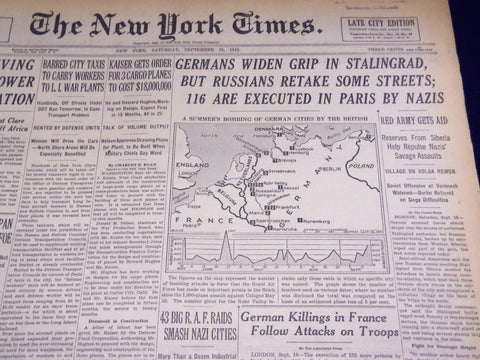 1942 SEPTEMBER 19 NEW YORK TIMES - 116 ARE EXECUTED IN PARIS BY NAZIS - NT 1574