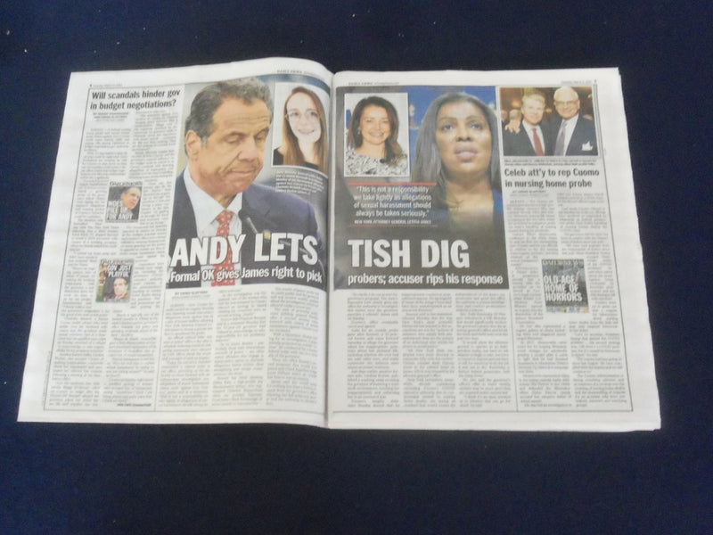 2021 MARCH 2 NEW YORK DAILY NEWS NEWSPAPER - DE BLASIO RIPS CUOMO'S APOLOGY