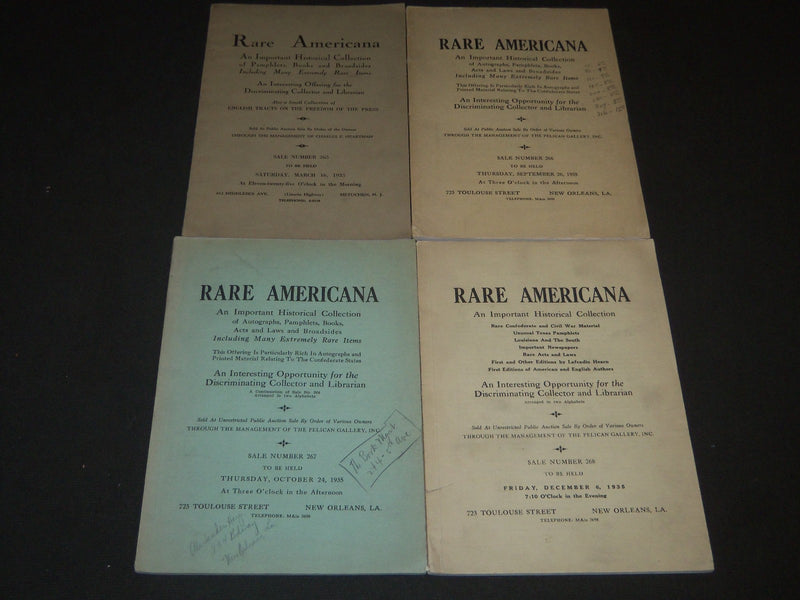 1935 RARE AMERICANA PELICAN GALLERY AUCTION CATALOGS LOT OF 4 - KD 2099V