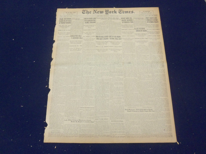 1922 MARCH 15 NEW YORK TIMES - SHOT BY HIS FRIEND TESTING STEEL VEST - NT 8316