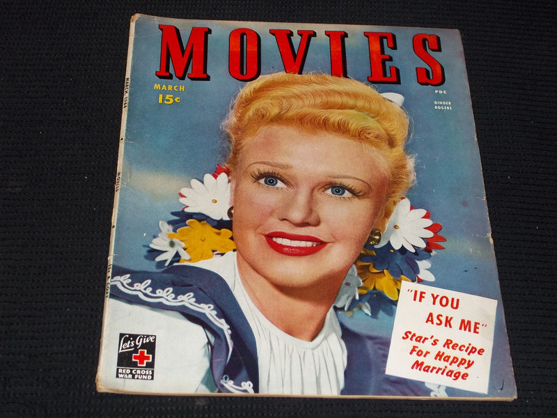 1944 MARCH MOVIES MAGAZINE - GINGER ROGERS FRONT COVER - E 14187