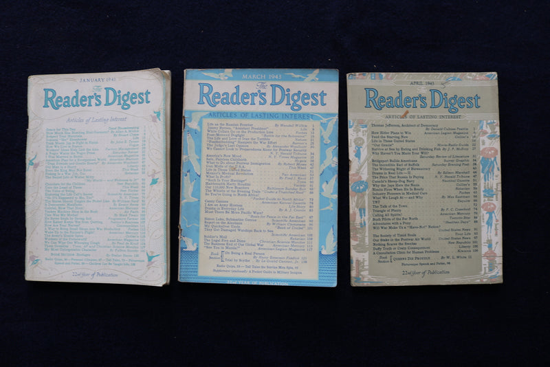 1943 READER'S DIGEST MAGAZINE - LOT OF 9 - O 3446