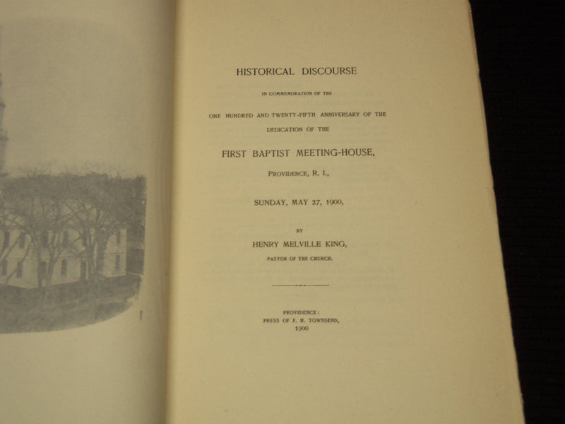 1900 FIRST BAPTIST MEETING HOUSE DISCOURSE - HENRY KING - PROVIDENCE - J 7526