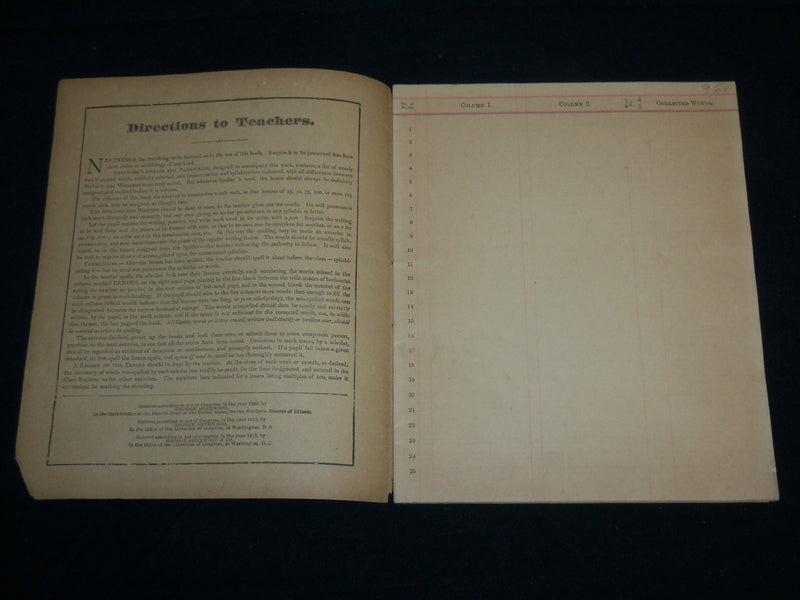 1875 SHERWOOD'S SIX COLUMN WRITING SPELLER BOOK - CHICAGO - J 6631