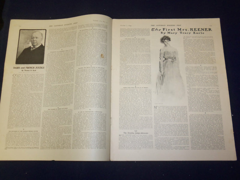 1899 OCTOBER 7 THE SATURDAY EVENING POST MAGAZINE-PARIS & FRENCH JUSTICE- B 6718