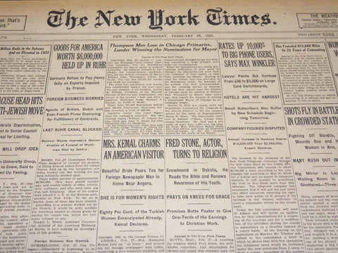 1923 FEBRUARY 28 NEW YORK TIMES - FRED STONE ACTOR TURNS TO RELIGION - NT 7989