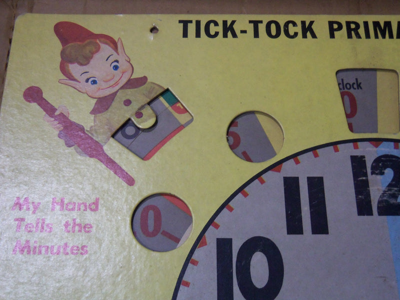 1955 MILTON BRADLEY CO. KURTZ BROS TICK-TOCK PRIMARY SCHOOL CLOCK W/ BOX