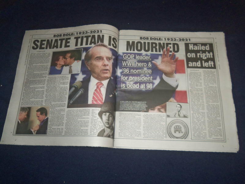 2021 DECEMBER 6 NEW YORK POST NEWSPAPER - BOB DOLE DIED (1923-2021)