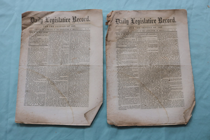 1868 PENNYSYLVANIA DAILY LEGISLATIVE RECORD - LOT OF 22 - K 2518