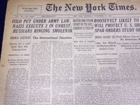 1941 SEPT 11 NEW YORK TIMES - OSLO PUT UNDER ARMY LAW, NAZIS EXECUTE 2 - NT 1373