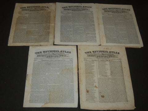 1836-1837 THE NATIONAL ATLAS & SUNDAY MORNING MAIL NEWSPAPER LOT OF 5 - NP 2056