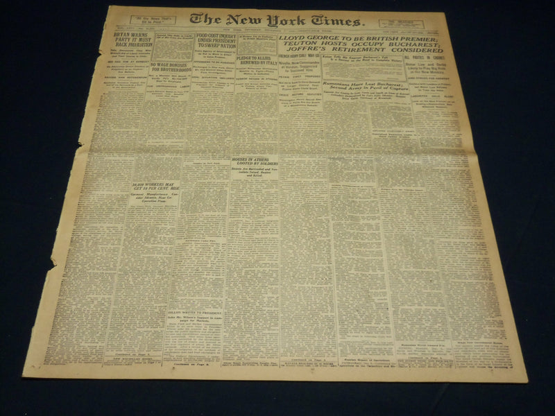 1916 DECEMBER 7 NEW YORK TIMES - LLOYD GEORGE TO BE BRITISH PREMIER - NT 8629