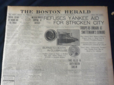 1907 JANUARY 21 THE BOSTON HERALD - REFUSES YANKEE AID FOR STRICKEN CITY - BH 18