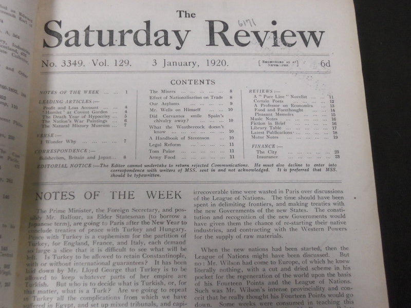 1920 SATURDAY REVIEW 2 BOUND VOLUMES - COMPLETE YR- PUBLISHED IN LONDON - R 1129