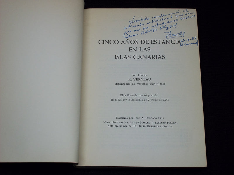 1987 CINCO ANOS DE ESTANCIA EN LAS ISLAS CANARIAS SOFTCOVER BOOK - J 7139