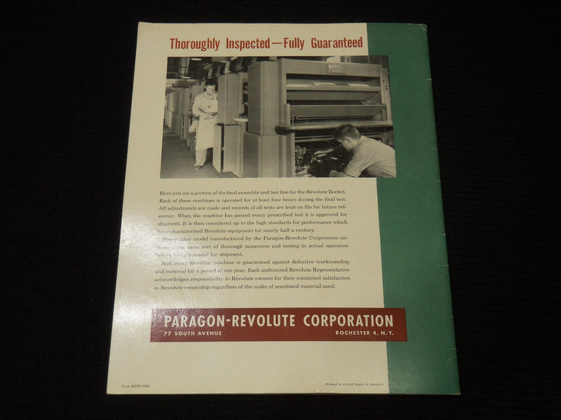 1950'S REVOLUTE PRINT-MAKING & PROCESSING EQUIPMENT SOFTCOVER CATALOG - K 2159