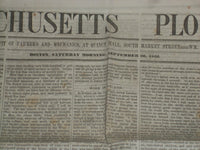 1846 SEPTEMBER 26 MASSACHUSETTS PLOUGHMAN - SLAVERY- CHOLERA- LOCKJAW - NP 5131