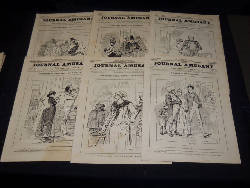 1886 JOURNAL AMUSANT ILLUSTRE FRENCH MAGAZINE LOT OF 34 - FASHION ILLUS- O 3197L