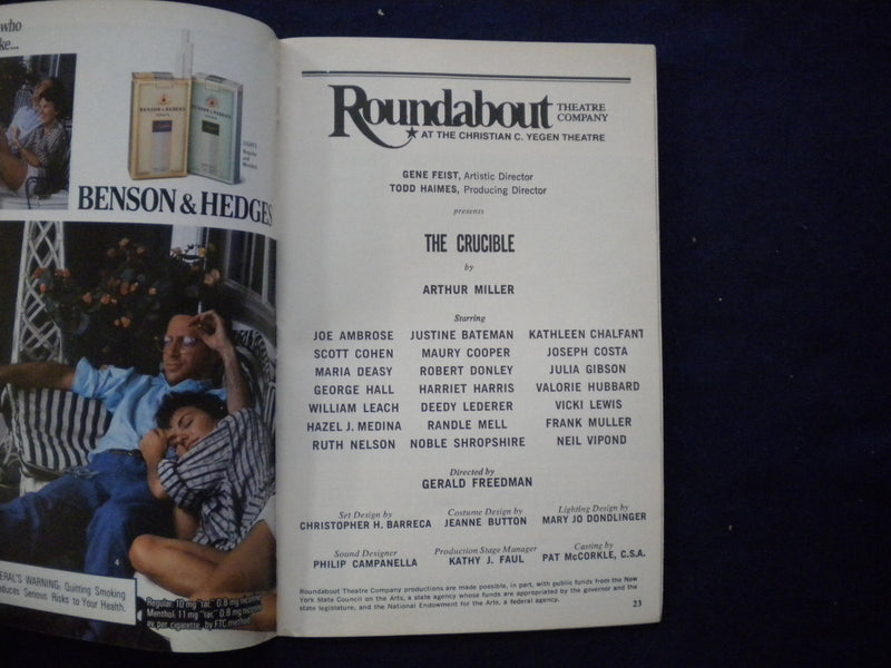 1990 THE CRUCIBLE PLAYBILL - HAZEL MEDINA SIGNATURE ON THE COVER - J 8315