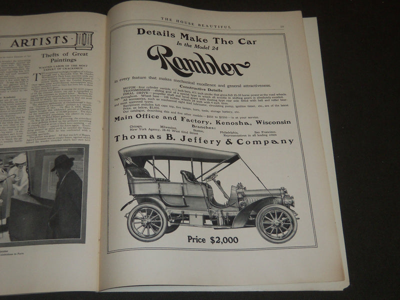 1907 JULY THE HOUSE BEAUTIFUL MAGAZINE - GREAT PHOTOS & ADS - ST 386
