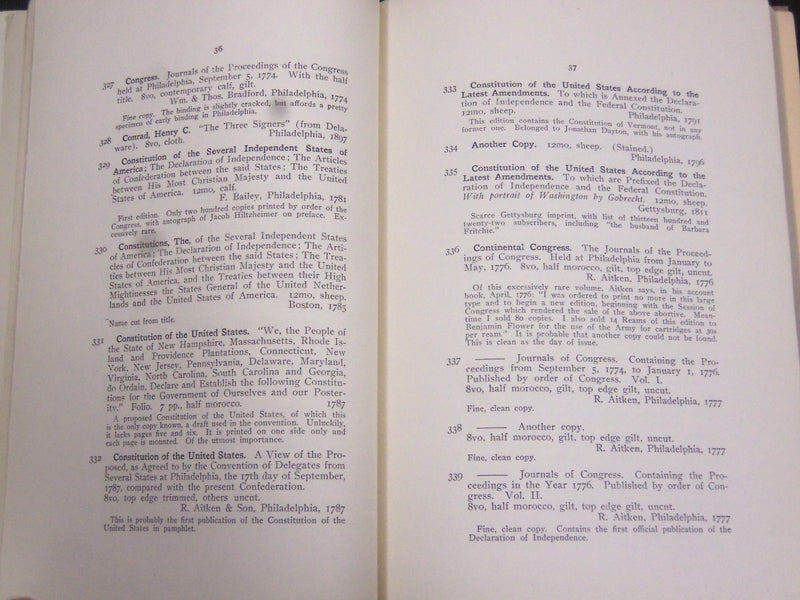1907 SAMUEL PENNYPACKER LIBRARY AUCTION CATALOGUE NO. 943 PART 4 - J 5208