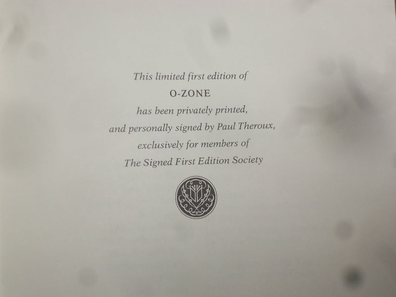 1986 O-ZONE HARDCOVER BOOK BY PAUL THEROUX - SIGNED 1ST EDITION - KD 8974