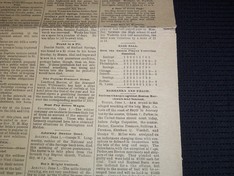 1885 JUNE 2 THE DAY NEWSPAPER - VICTOR HUGO FUNERAL - BASEBALL - NP 2152D