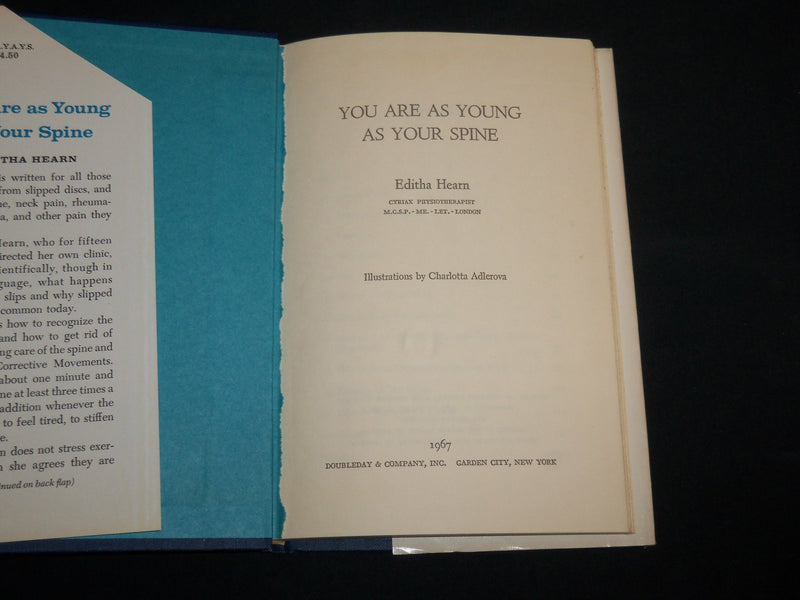 1967 YOU ARE AS YOUNG AS YOUR SPINE HARDCOVER BOOK BY EDITHA HEARN - KD 7195