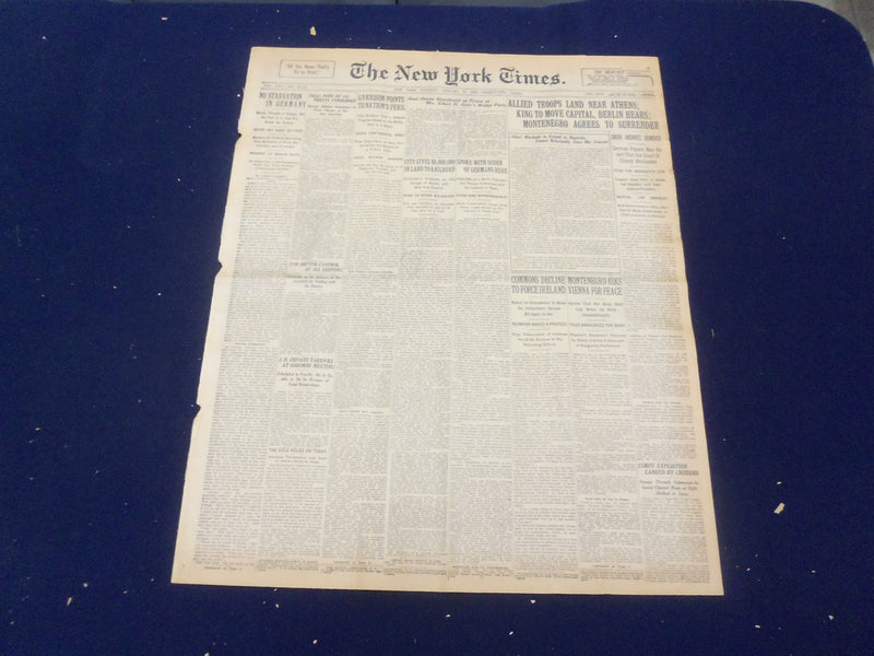 1916 JANUARY 18 NEW YORK TIMES - ALLIED TROOPS LAND NEAR ATHENS - NT 9073