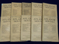 1906 THE ATLANTIC MONTHLY MAGAZINE LOT OF 10 - NICE STORIES & ARTICLES - WR 334