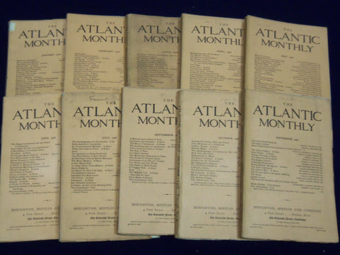 1906 THE ATLANTIC MONTHLY MAGAZINE LOT OF 10 - NICE STORIES & ARTICLES - WR 334