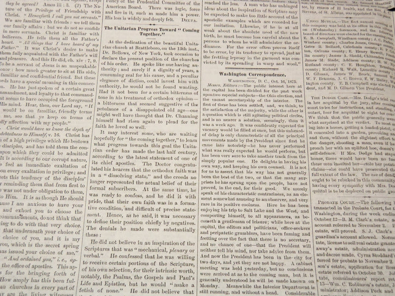 1875 OCTOBER 23 THE VERMONT CHRONICLE NEWSPAPER - MONTPELIER - NP 2152L