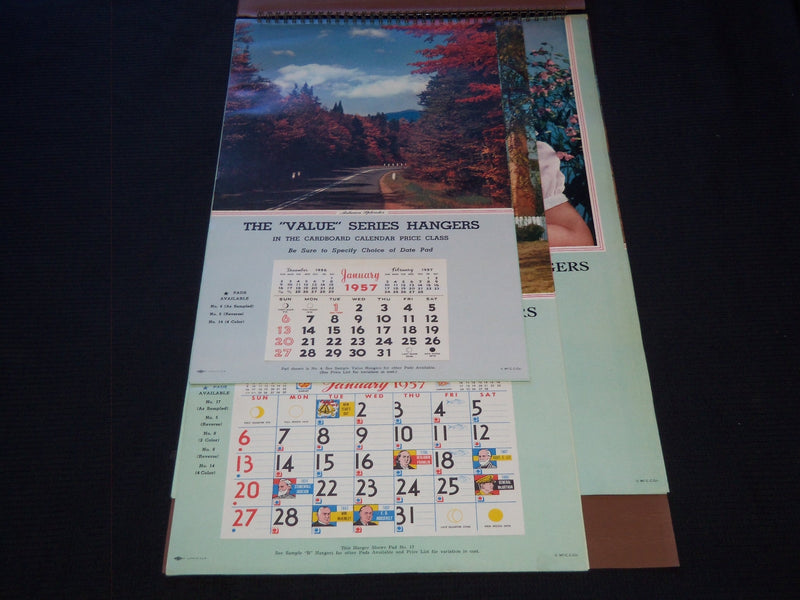 1957 THE GEORGE WASHINGTON HANGERS CALENDAR SALESMAN SAMPLE SHEETS BOOK - C 22