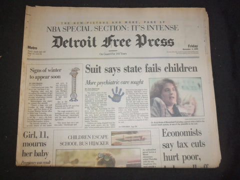 1995 NOV 3 DETROIT FREE PRESS NEWSPAPER -SUIT SAYS STATE FAILS CHILDREN- NP 7646