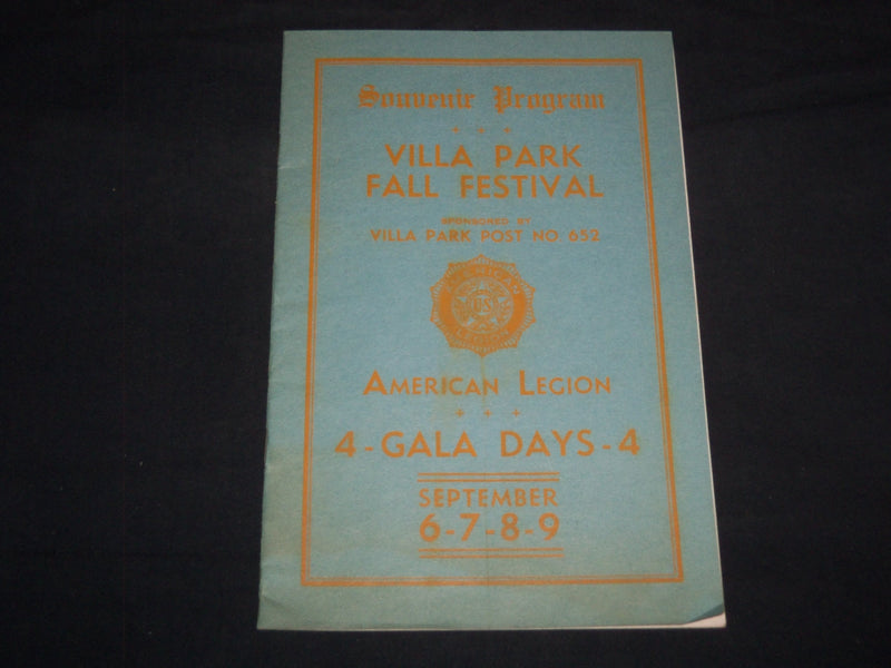 1934 VILLA PARK FALL FESTIVAL SOUVENIR PROGRAM - CHICAGO ILLINOIS - J 8622