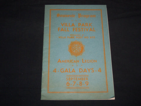 1934 VILLA PARK FALL FESTIVAL SOUVENIR PROGRAM - CHICAGO ILLINOIS - J 8622