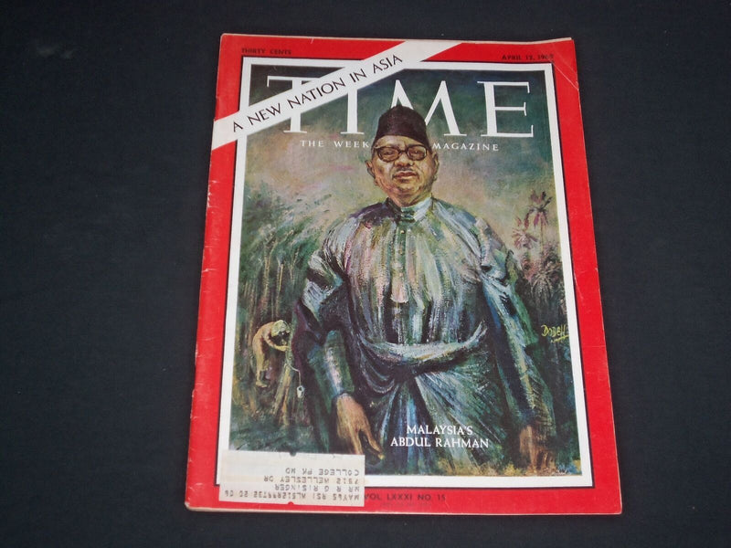 1963 APRIL 12 TIME MAGAZINE - ABDUL RAHMAN, PRIME MINISTER OF MALAYSIA - T 1924