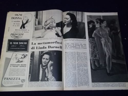 1950 NOV 11-18 TEMPO ITALIAN MAGAZINE LINDA DARNELL COVER - PHOTOS - NP 939
