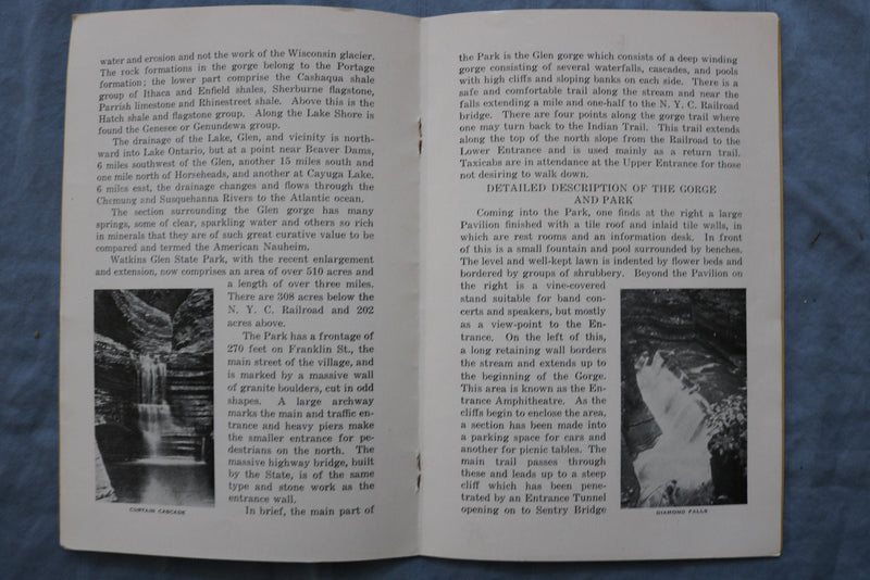 1930'S WATKINS GLEN, NY GUIDE BOOK WITH FOLD-OUT PICTORIAL MAP - K 3145