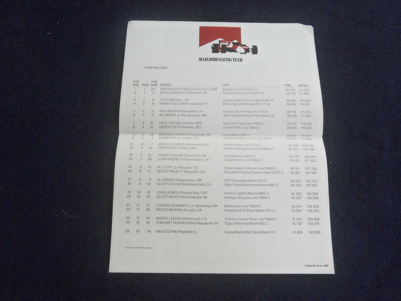 198 JULY 22-24 MARLBORO GRAND PRIX AT THE MEADOWLANDS RACING PROGRAM - SP 3990R