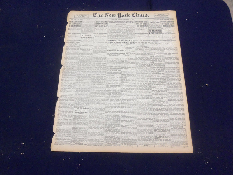 1920 DECEMBER 20 NEW YORK TIMES - ATHENS WELCOMES CONSTANTINE HOME - NT 8498