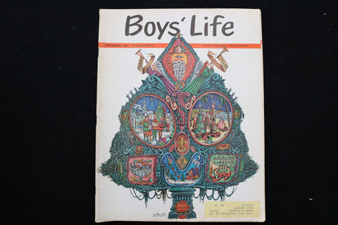 1964 DECEMBER BOYS' LIFE MAGAZINE - AN ILLUSTRATED CHRISTMAS TREE COVER - E 9959